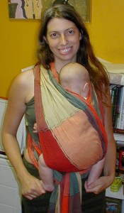 The lower half of the wrap is spread, with the top half bunched.