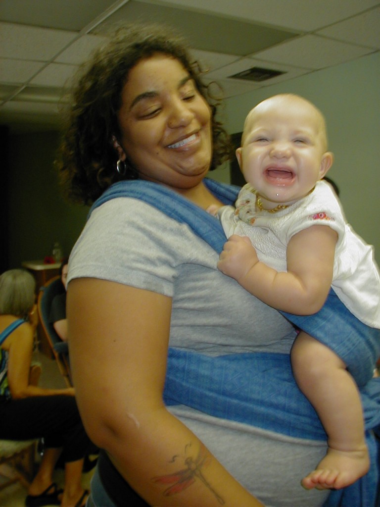 P1010055 Jennifer trying out a baby and a Front Cross Carry