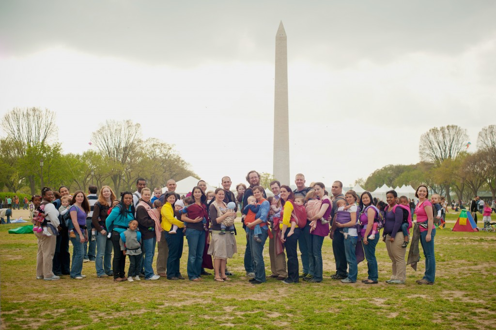 Babywearing at the Washington Monument in the District of Columbia.
