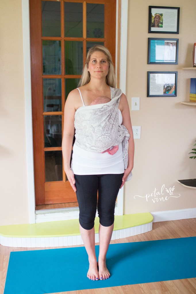 Mountain Pose: newborn babywearing yoga