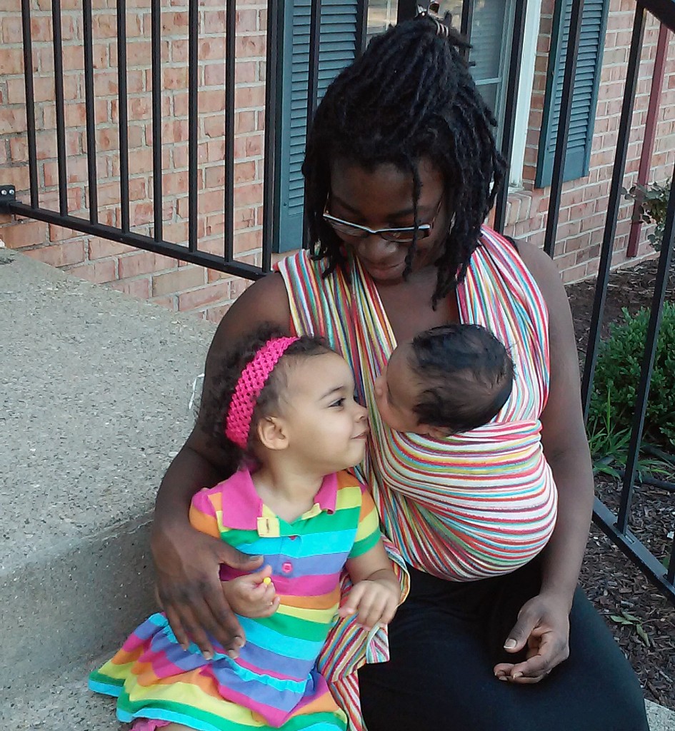 BreezeIrisWrap Wrapped Baby and Big Sister