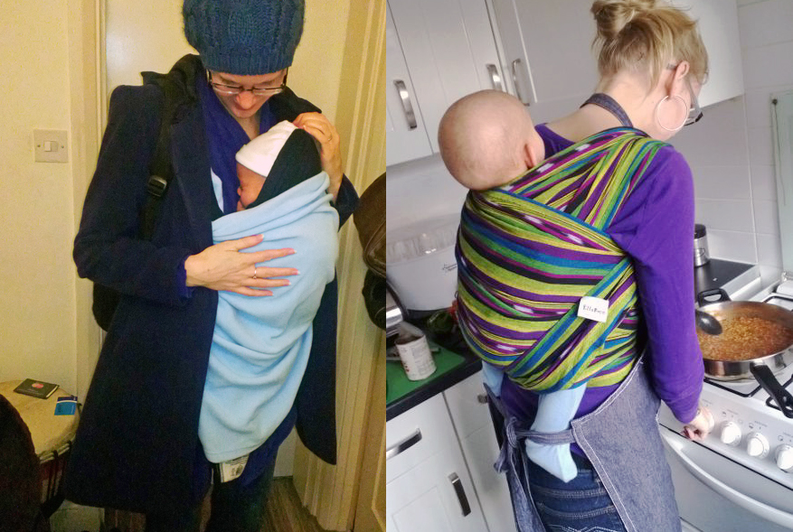 Wrapping Baby Wrapped up as newborn and bigger baby.